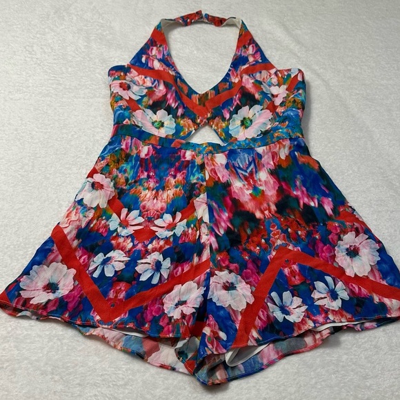 NBD WOMENS Summer Cut out Colorful Floral Halter Romper - Picture 10 of 14